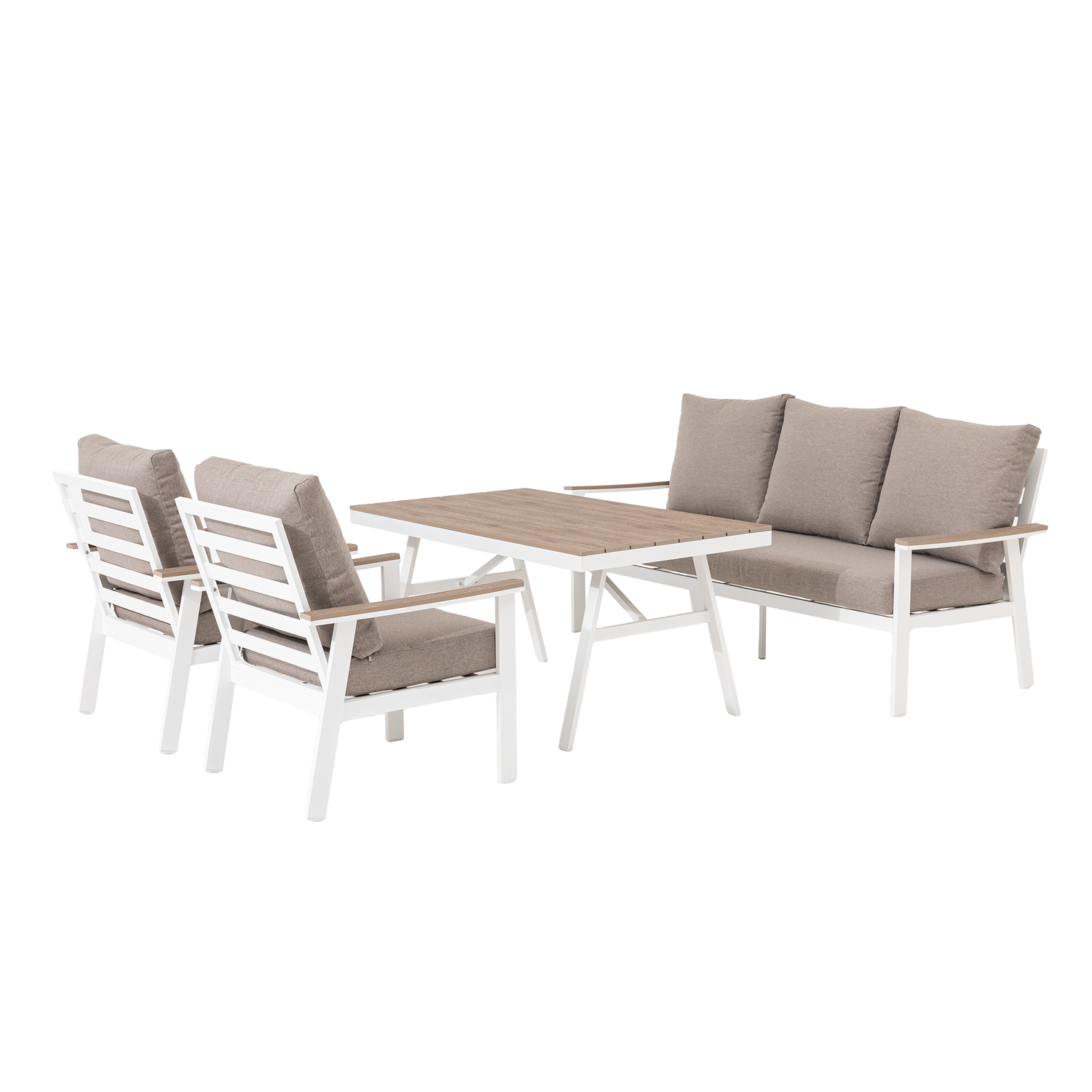 Aluminium / Nonwood Dining Lounge Set Isla weiß/natur