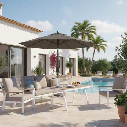 Aluminium / Nonwood Dining Lounge Set Isla weiß/natur