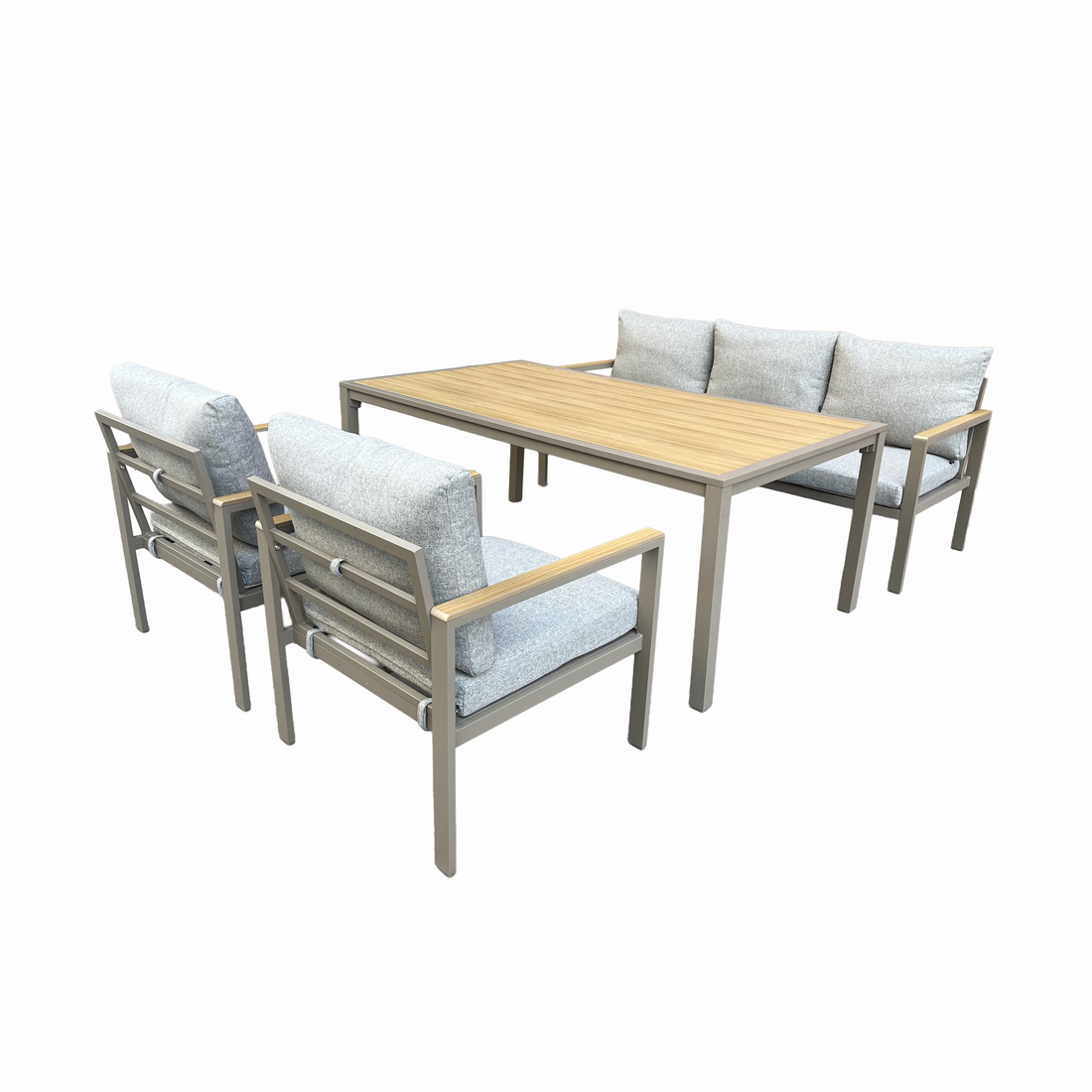 Aluminium / Nonwood Dining Lounge Set Capri Solace XL Ausführung mocca / mousse