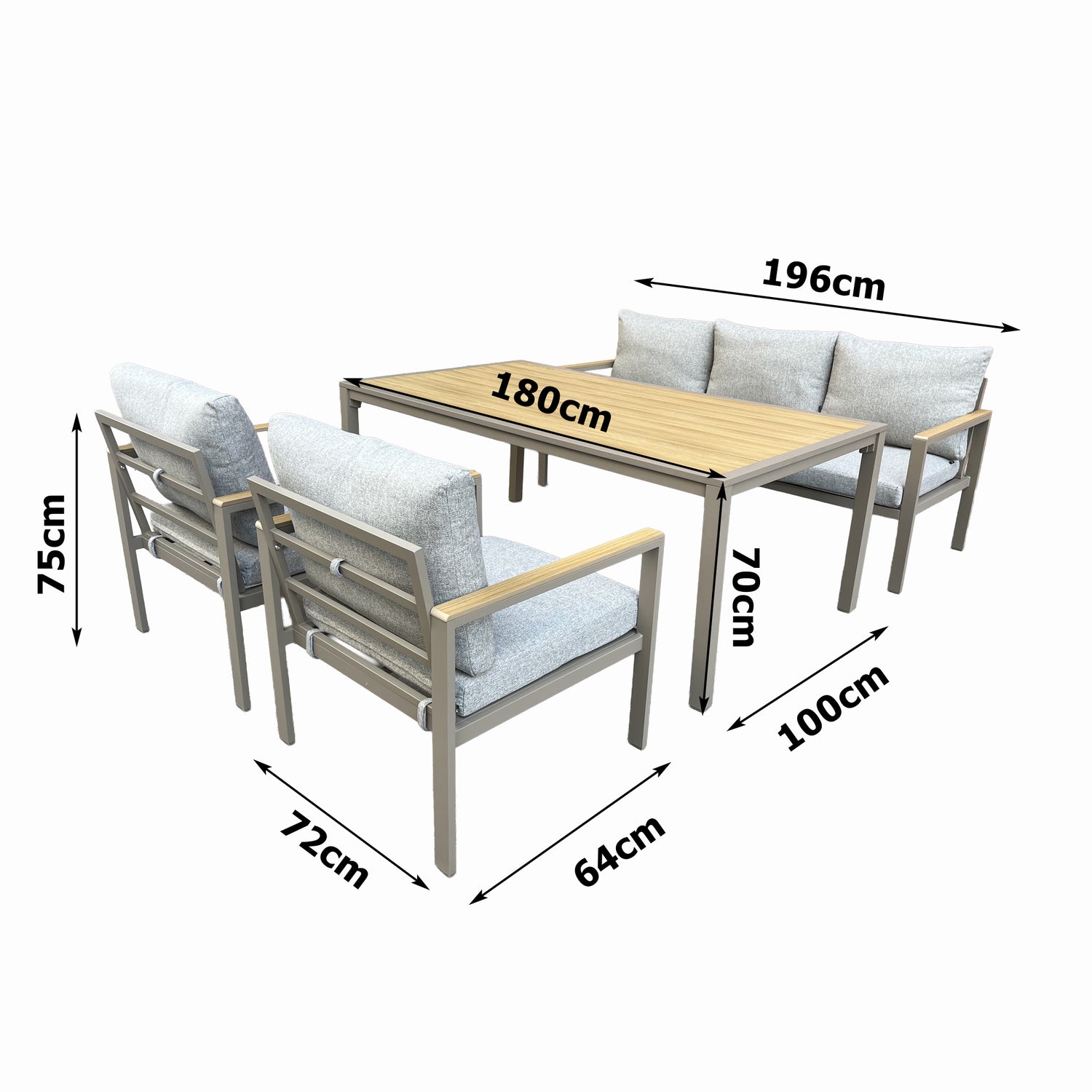 Aluminium / Nonwood Dining Lounge Set Capri Solace XL Ausführung mocca / mousse