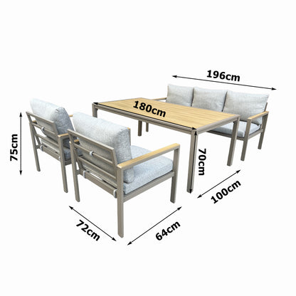Aluminium / Nonwood Dining Lounge Set Capri Solace XL Ausführung mocca / mousse