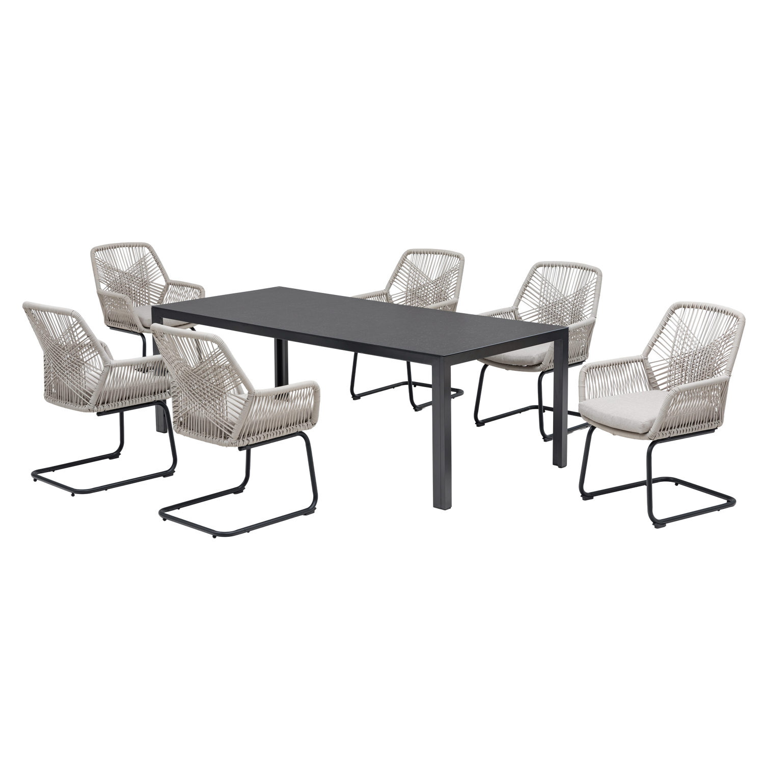 7 tlg. Essgruppe Santos Ideal zum Speisen anthrazit / nature