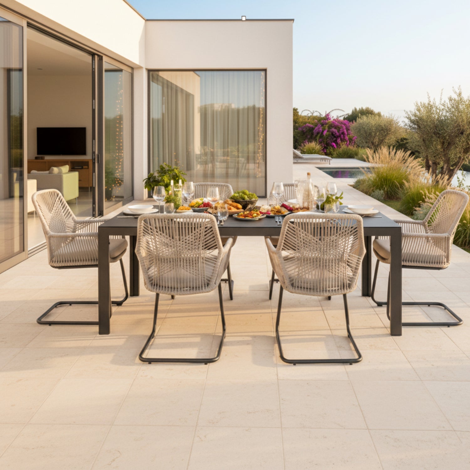 7 tlg. Essgruppe Santos Ideal zum Speisen anthrazit / nature