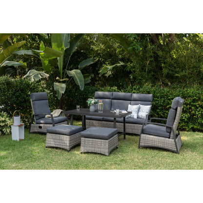 Aluminium / Polyrattan Dining Lounge Set Corvara Rückenverstellbar inkl. Hocker