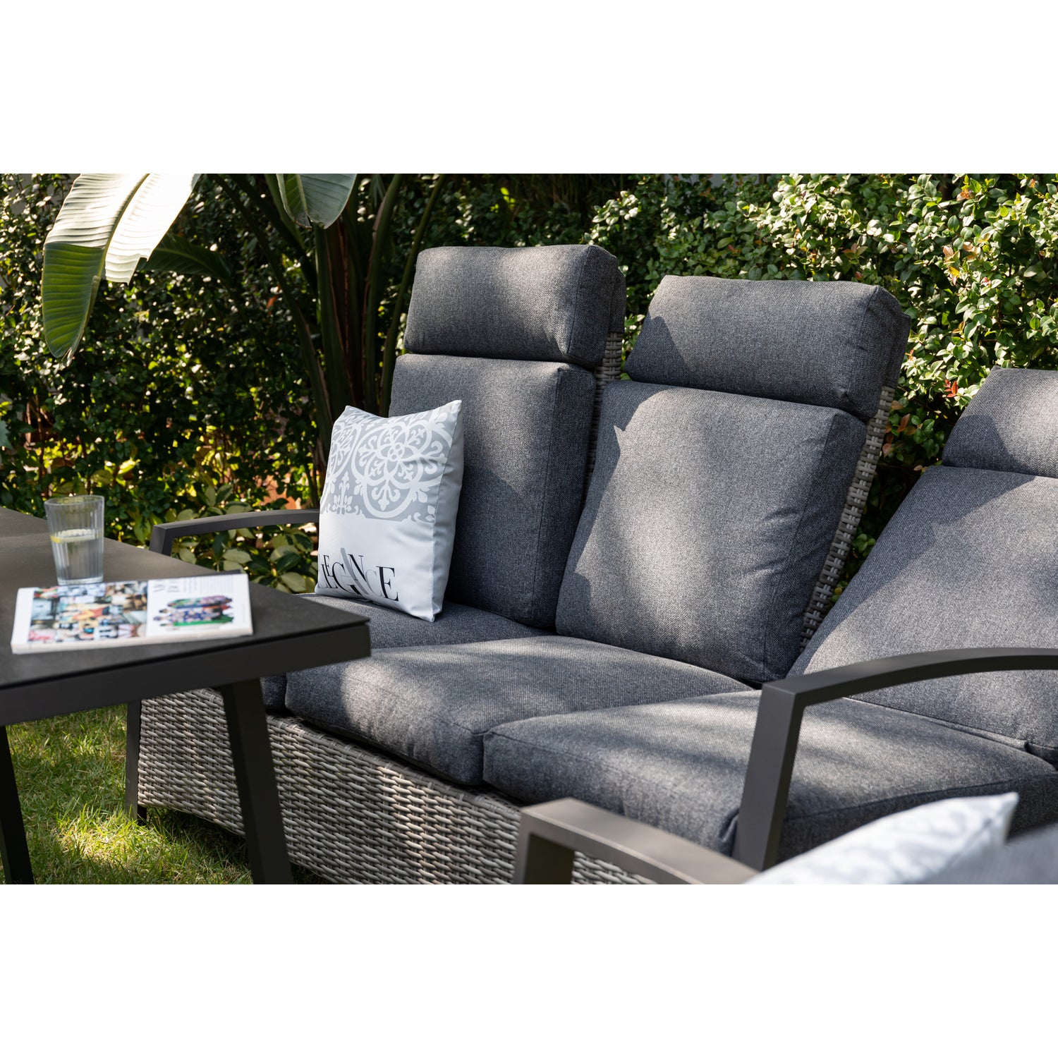 Aluminium / Polyrattan Dining Lounge Set Corvara Rückenverstellbar inkl. Hocker