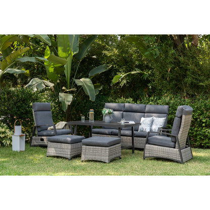 Aluminium / Polyrattan Dining Lounge Set Corvara Rückenverstellbar inkl. Hocker