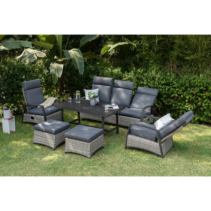 Aluminium / Polyrattan Dining Lounge Set Corvara Rückenverstellbar inkl. Hocker
