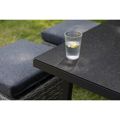 Aluminium / Polyrattan Dining Lounge Set Corvara Rückenverstellbar inkl. Hocker