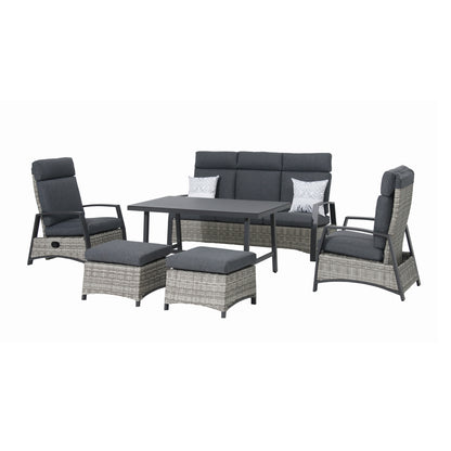 Aluminium / Polyrattan Dining Lounge Set Corvara alle Rücken verstellbar inkl. 2x Hocker