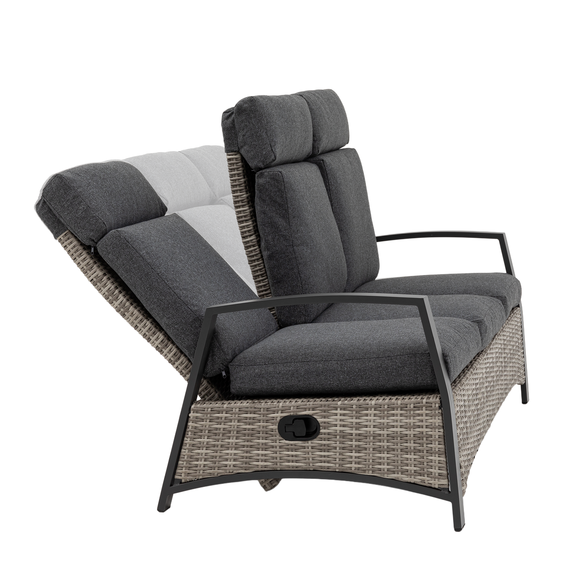 Aluminium / Polyrattan Dining Lounge Set Corvara alle Rücken verstellbar inkl. 2x Hocker