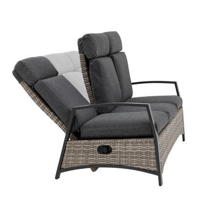 Aluminium / Polyrattan Dining Lounge Set Corvara alle Rücken verstellbar inkl. 2x Hocker