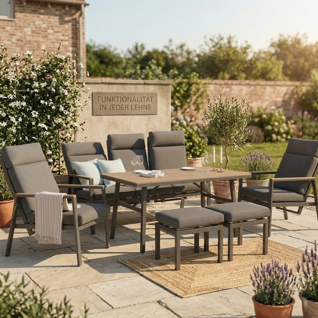 🌼🐣 Unser OSTER-SPECIAL🐣 🌼  Premium Aluminium / Nonwood Dining Lounge Set Turin verstellbare Rückenlehnen