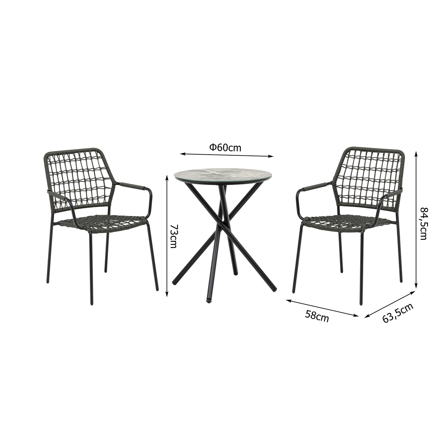 3-tlg. Balkon / Bistro Set Bella - Stilvoll entspannen auf kleinem Raum