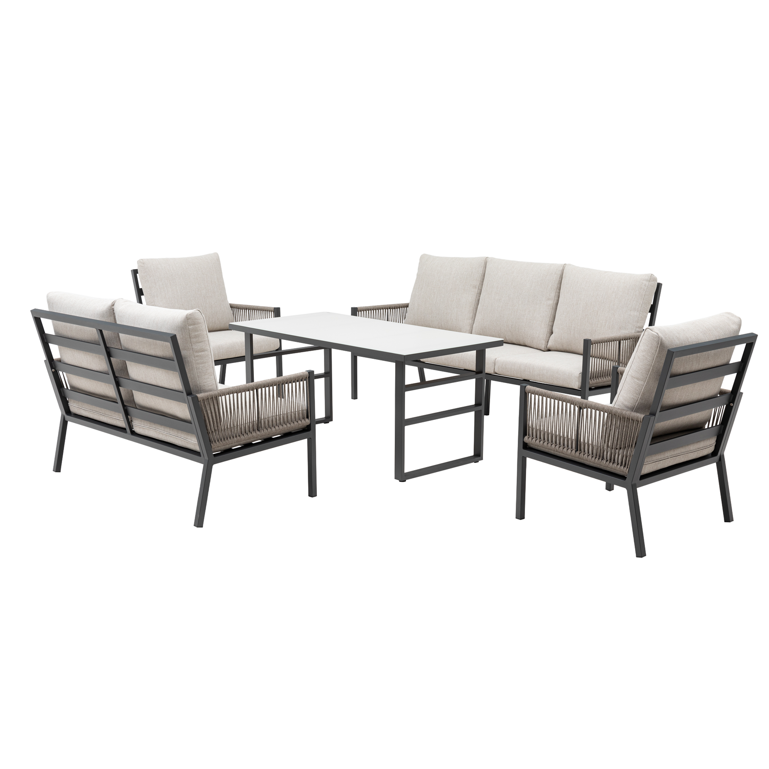 Aluminium / Rope Dining Lounge Set Terrazza