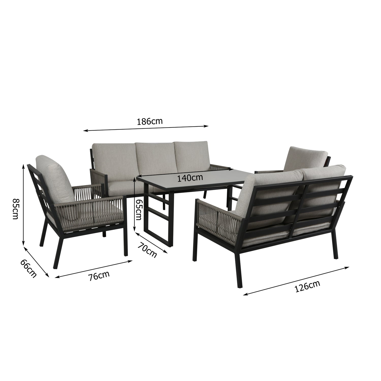 Aluminium / Rope Dining Lounge Set Terrazza