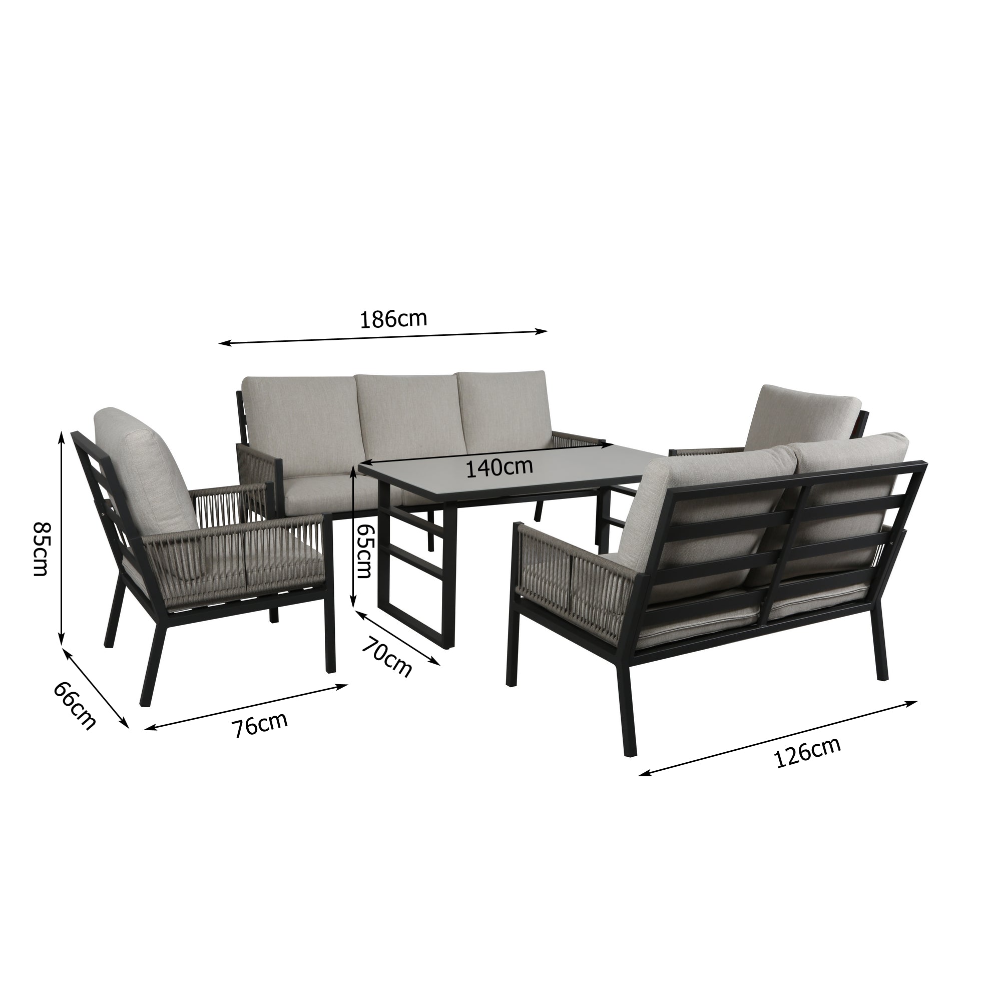 Aluminium / Rope Dining Lounge Set Terrazza