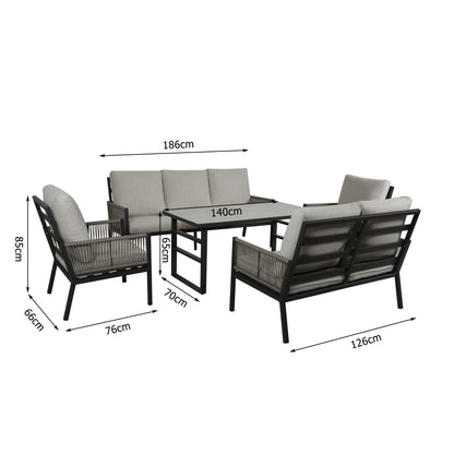 Aluminium / Rope Dining Lounge Set Terrazza
