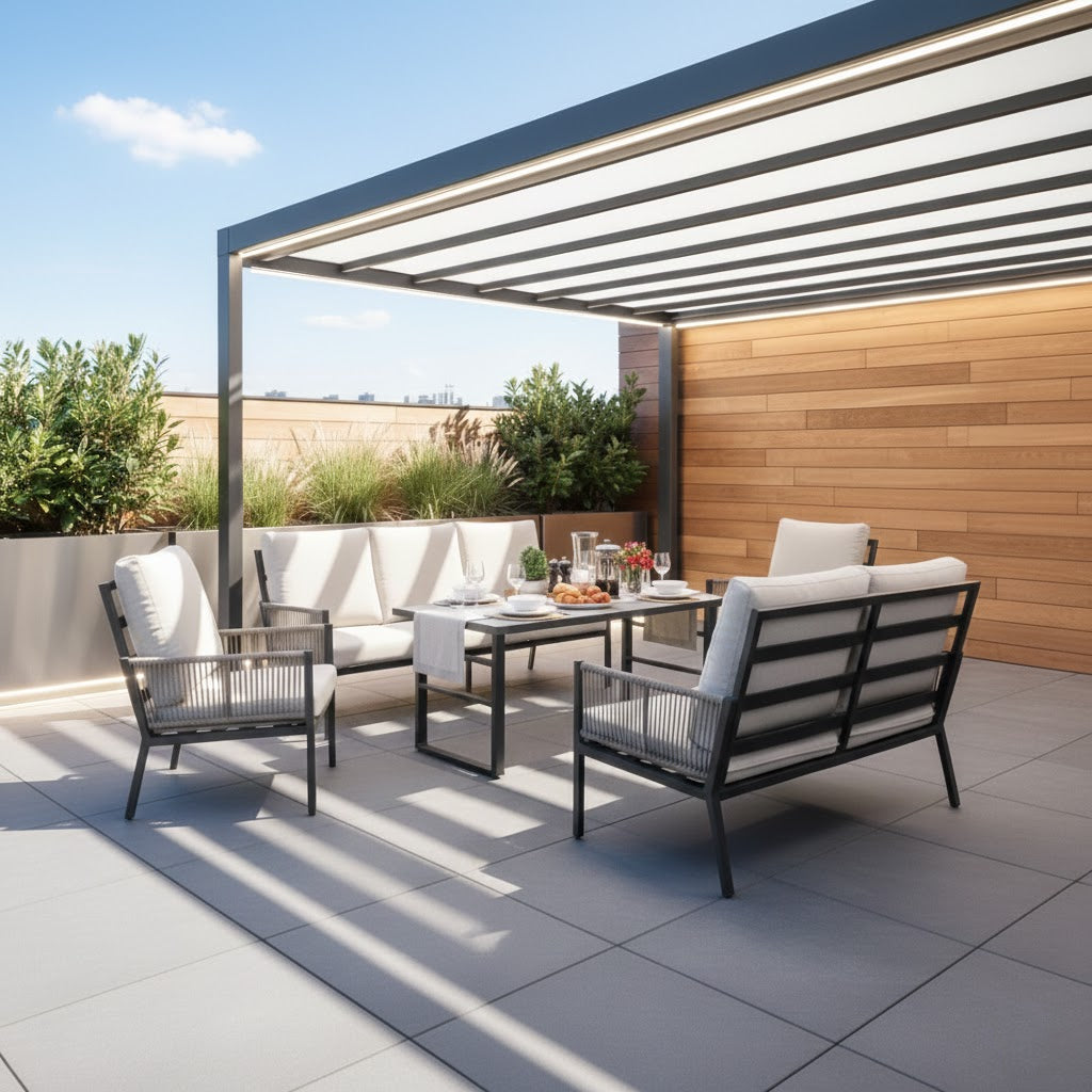 Aluminium / Rope Dining Lounge Set Terrazza