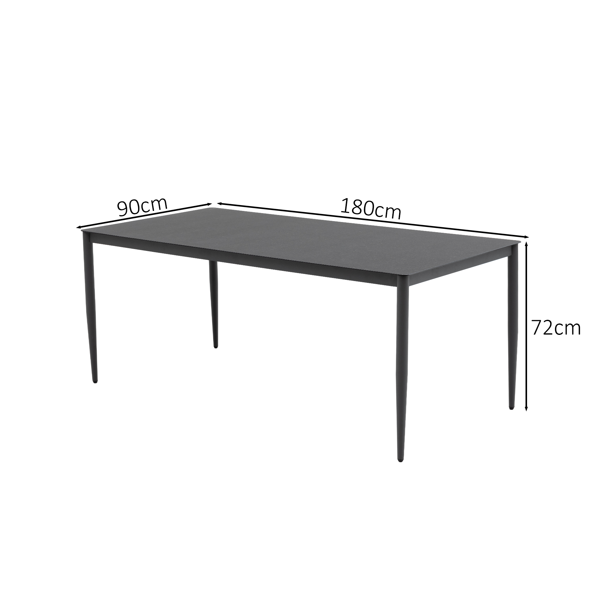 Esstisch Palermo 180 x 90 x 72cm mit aufliegender Dekorglasplatte