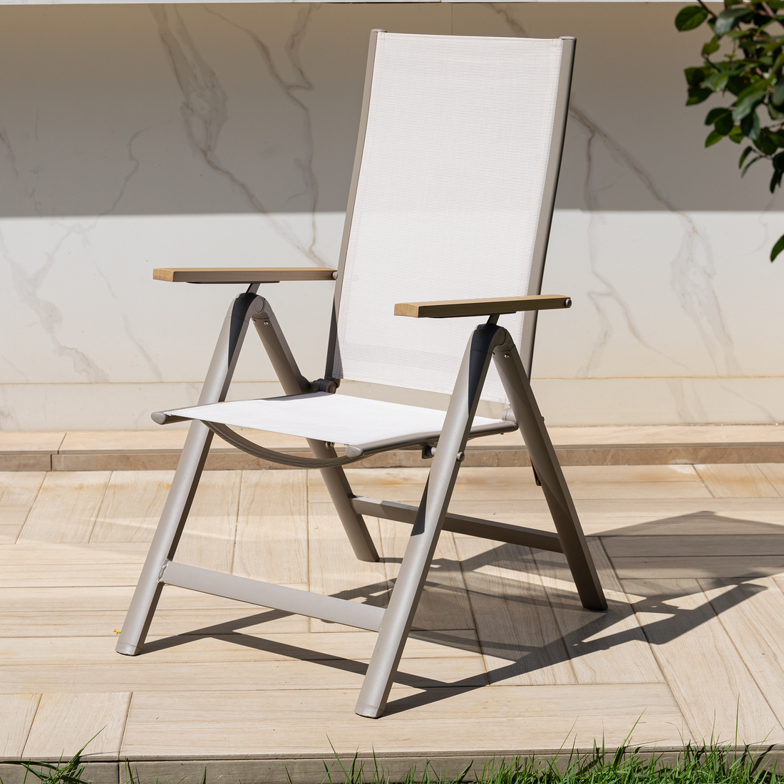 Aluminium / Textilen Klappsessel Meran in mocca mousse