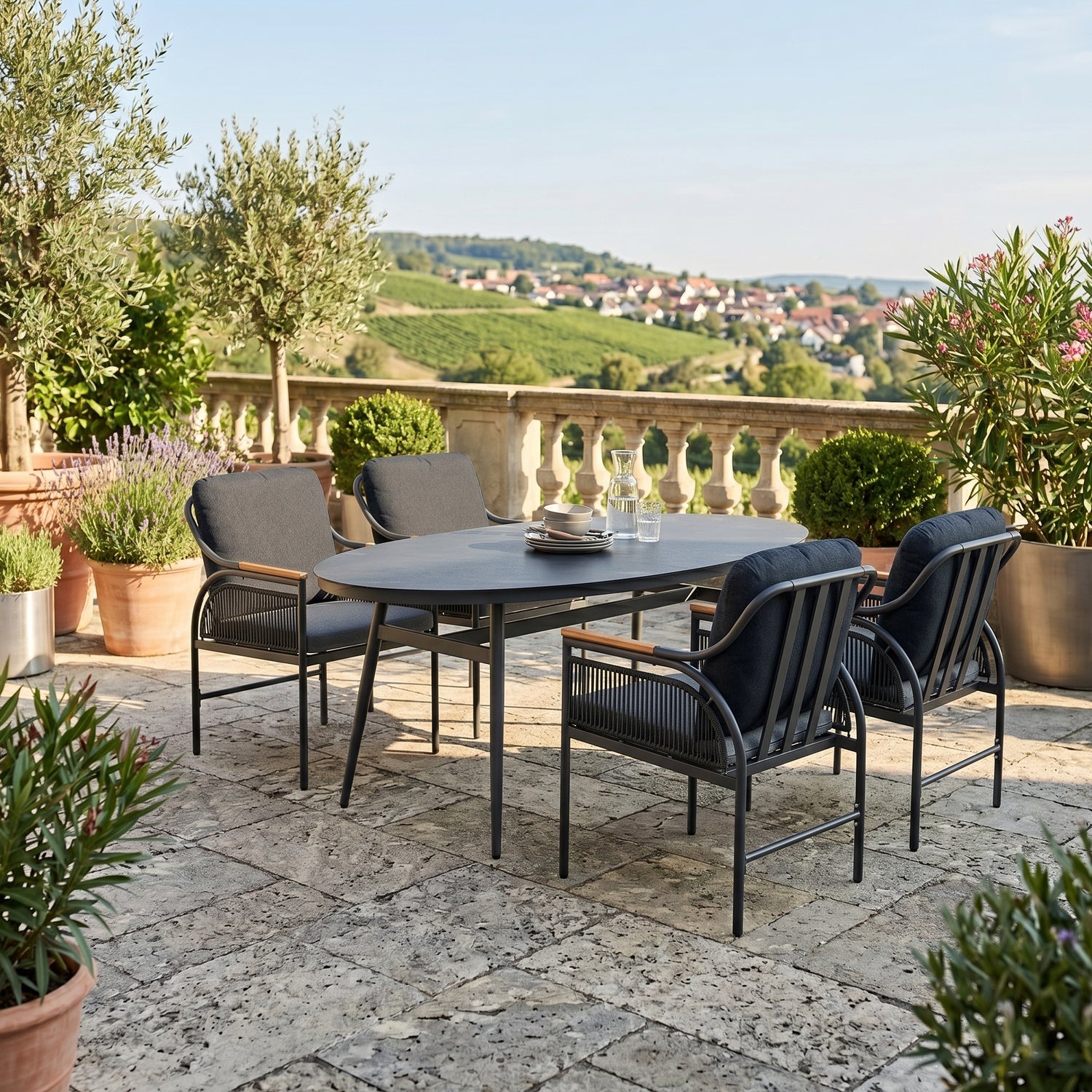 ⚽️ 🏆Unser WM Special! ⚽️🏆 ☀️ Italienischer Chic! Komfort 5 tlg Dining Set Valencia / sehr bequem &amp; einladend