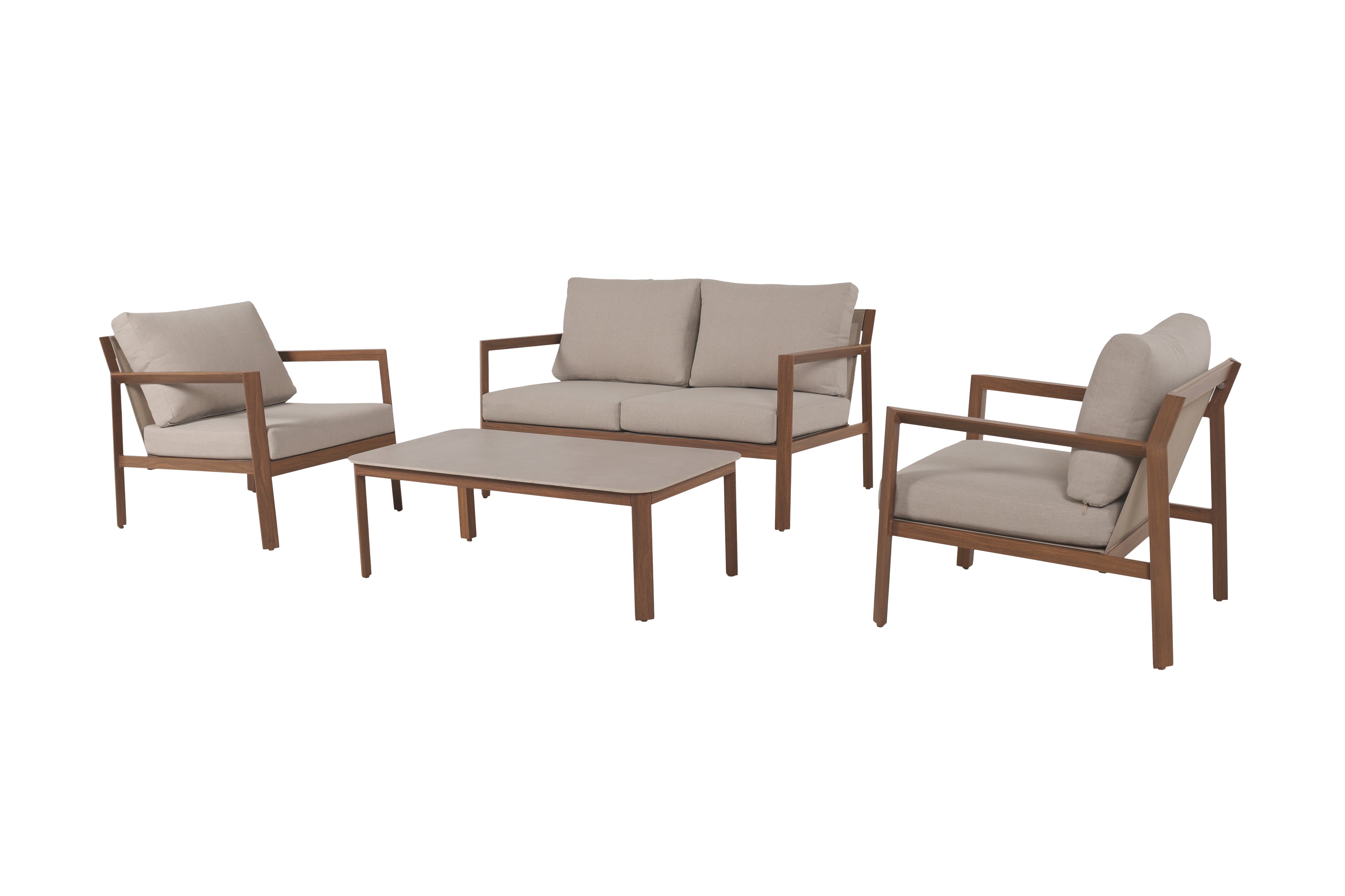 Aluminium / Textilen Lounge Set Sahara in natur Holzoptik