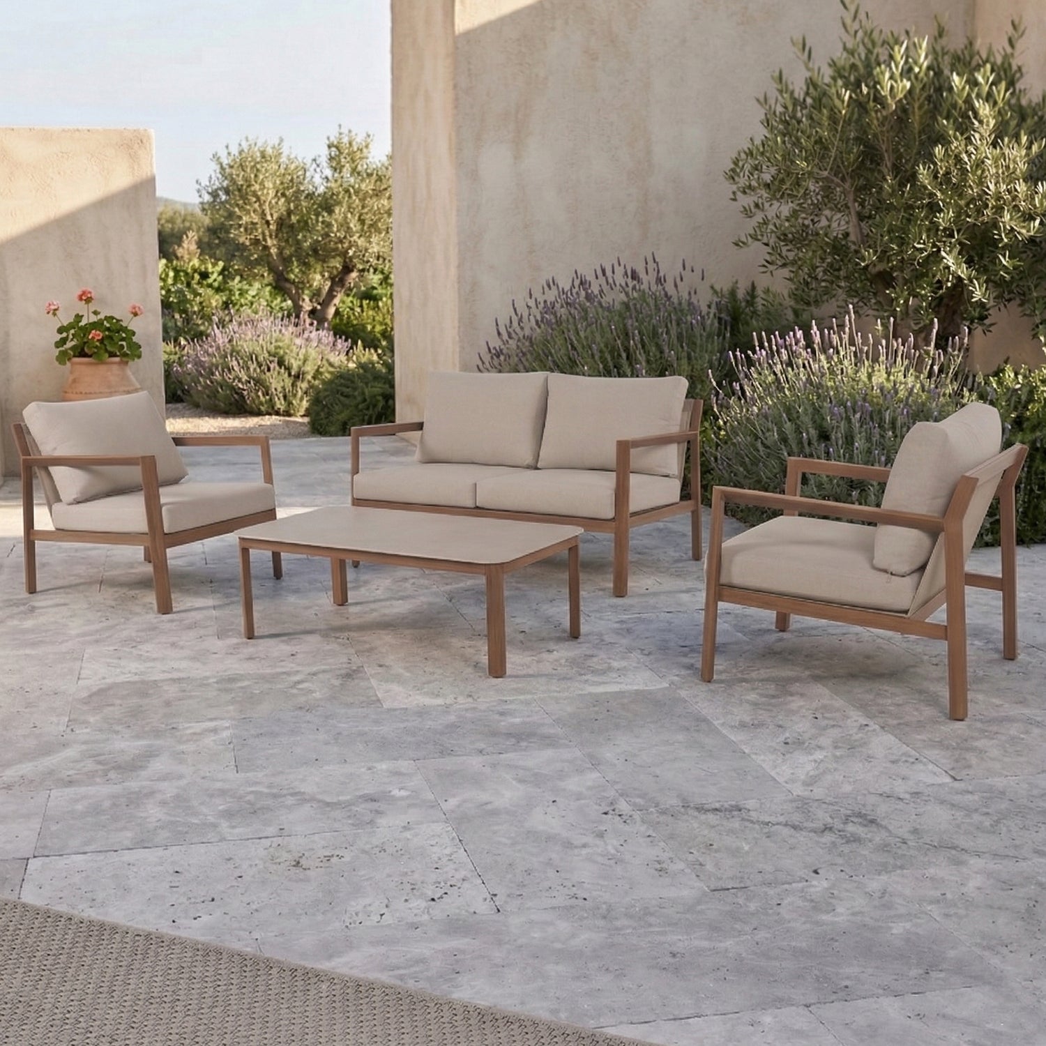 ☀️  JETZT VORBESTELLEN! Inspired by nature! Boho Lounge Set SAHARA / sieht aus wie Holz ist aber wetterfestes Aluminium!