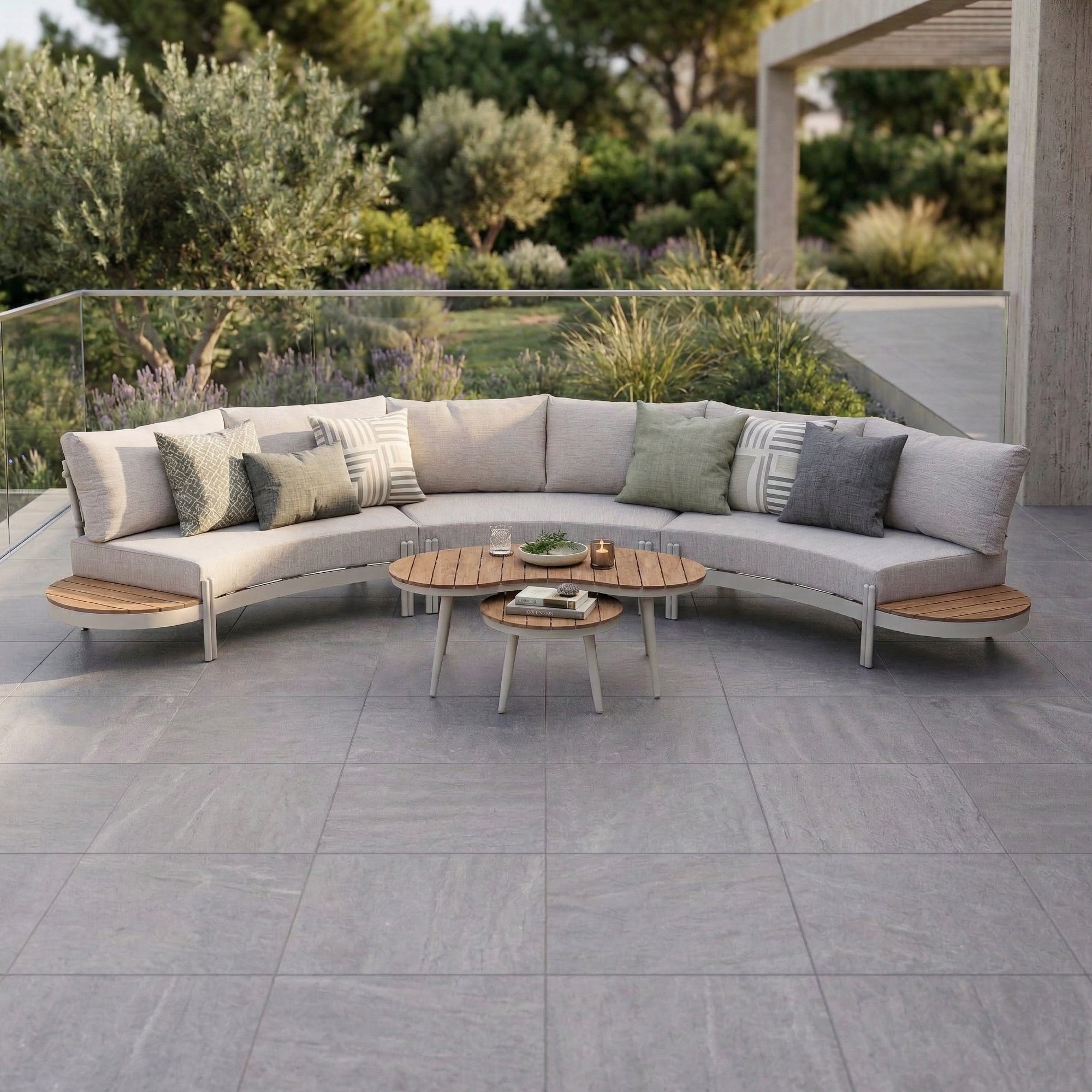 EIN TRAUM IN NATUR! Lounge Set Ronda natur / olive grün wetterfeste Olefin Bezug