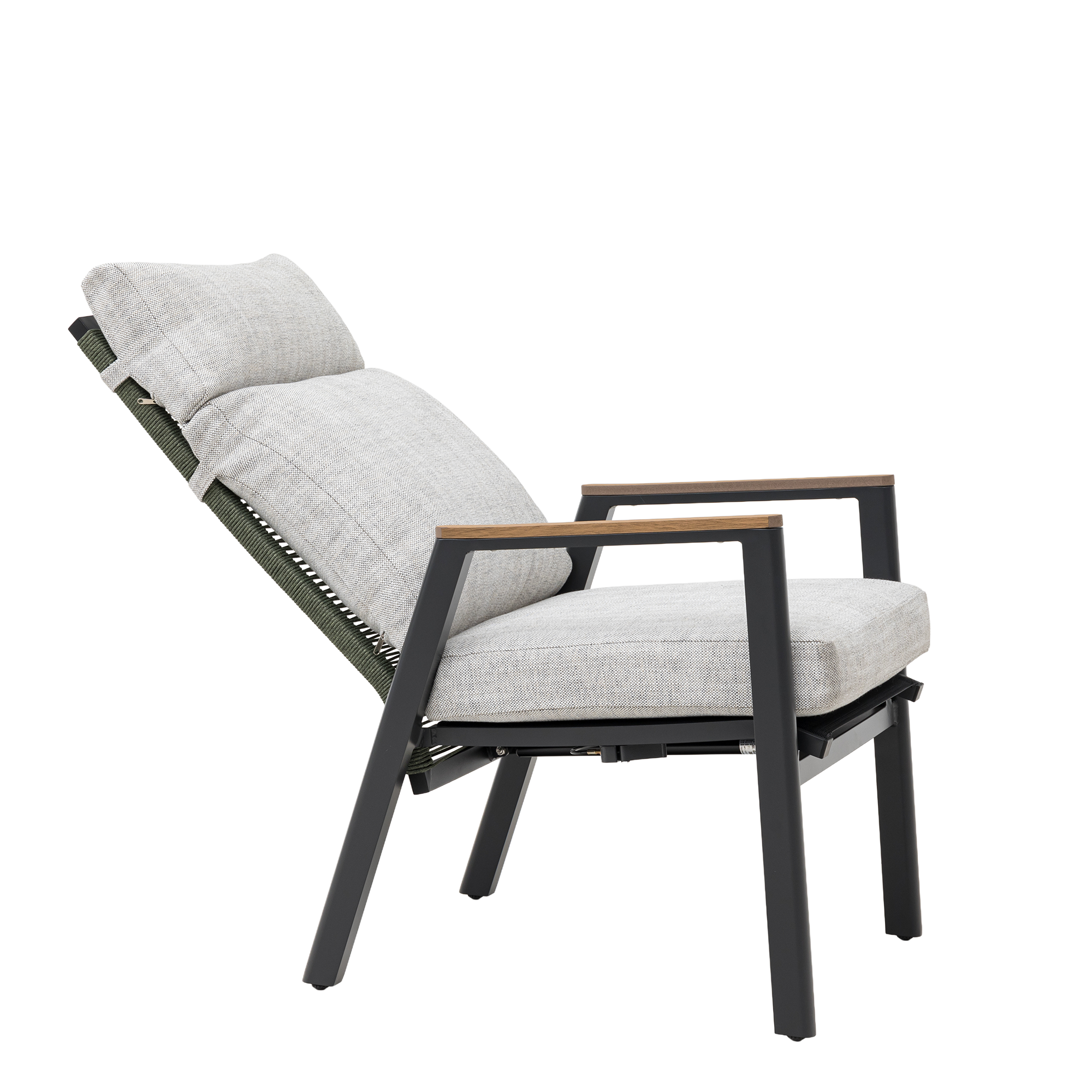 Aluminium / Rope Deluxe Move Sessel Arona in anthrazit / olive grün