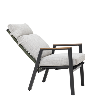 Aluminium / Rope Deluxe Move Sessel Arona in anthrazit / olive grün