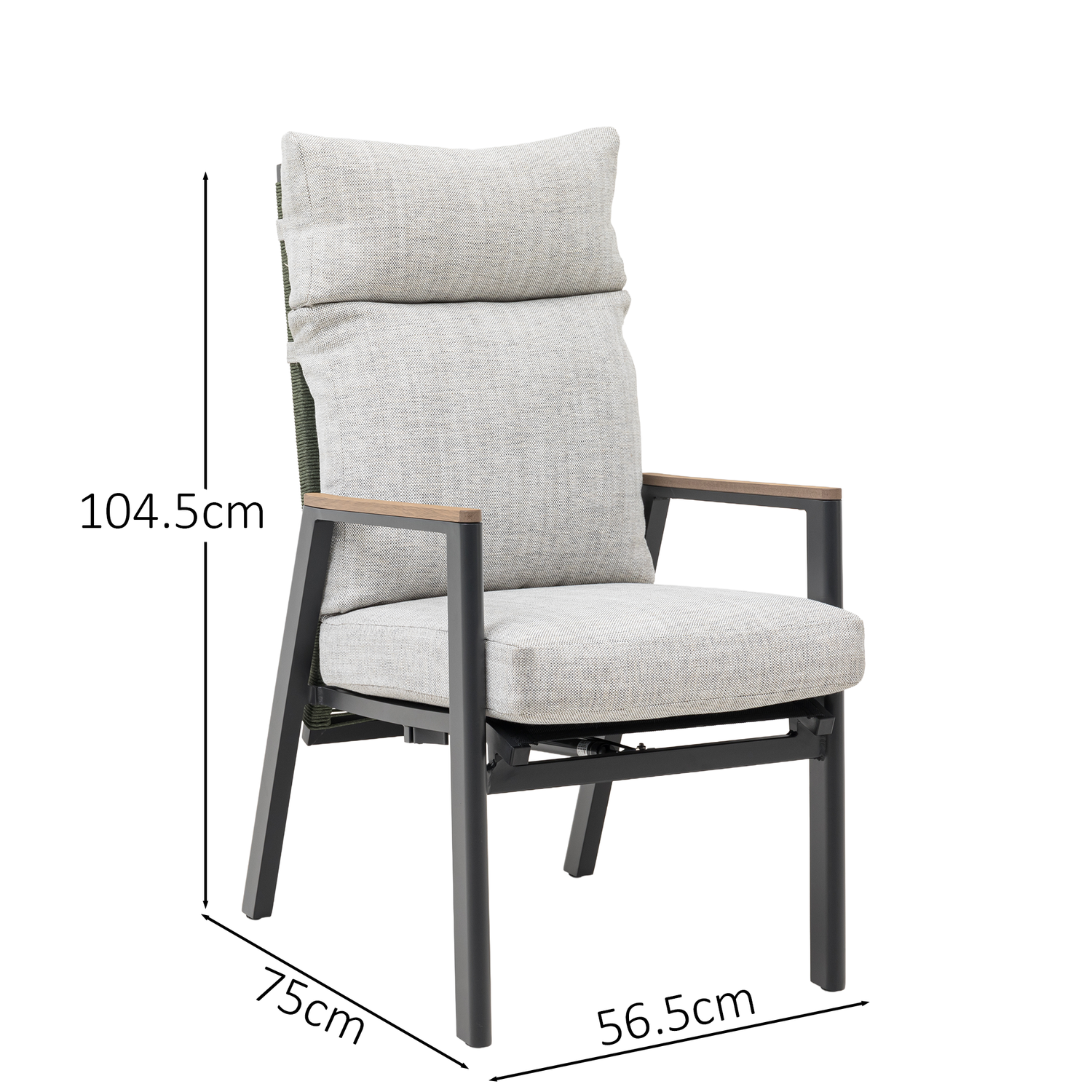 Aluminium / Rope Deluxe Move Sessel Arona in anthrazit / olive grün