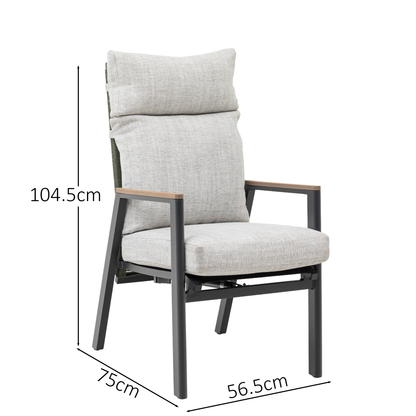 Aluminium / Rope Deluxe Move Sessel Arona in anthrazit / olive grün