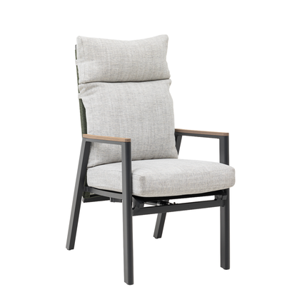 Aluminium / Rope Deluxe Move Sessel Arona in anthrazit / olive grün