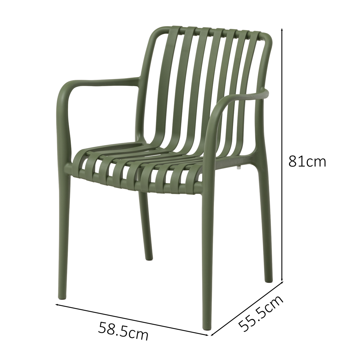 4 stapelbare Gartensessel Modell Viva aus Kunststoff – Matcha – Mandalika Outdoor & Living Products GmbH