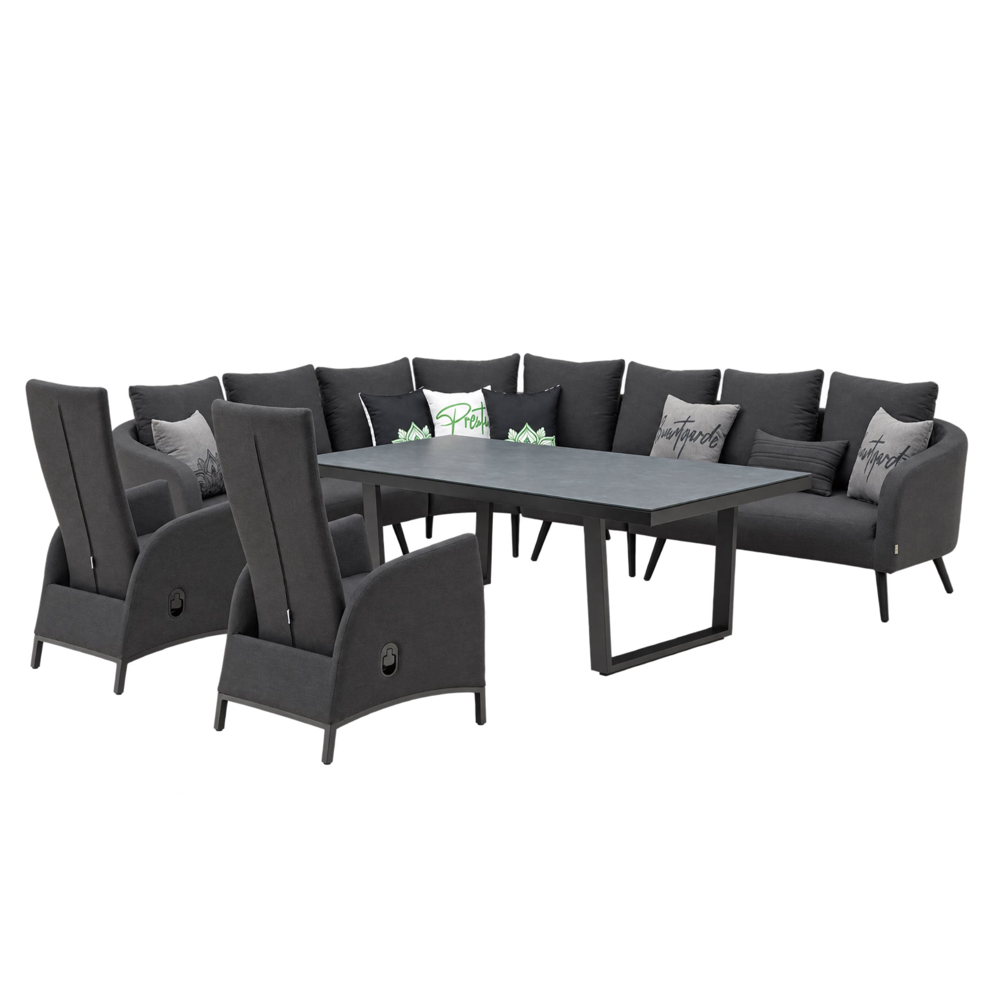 LUXUS, DER DRAUSSEN BLEIBT. Avelon Lounge – 100 % wetterfest LIKA-TEX® Bezug in lava (anthrazit)