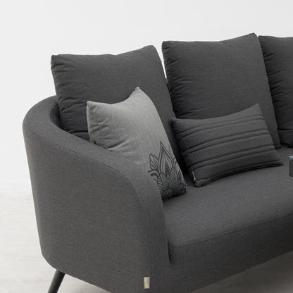 LUXUS, DER DRAUSSEN BLEIBT. Avelon Lounge – 100 % wetterfest LIKA-TEX® Bezug in lava (anthrazit)