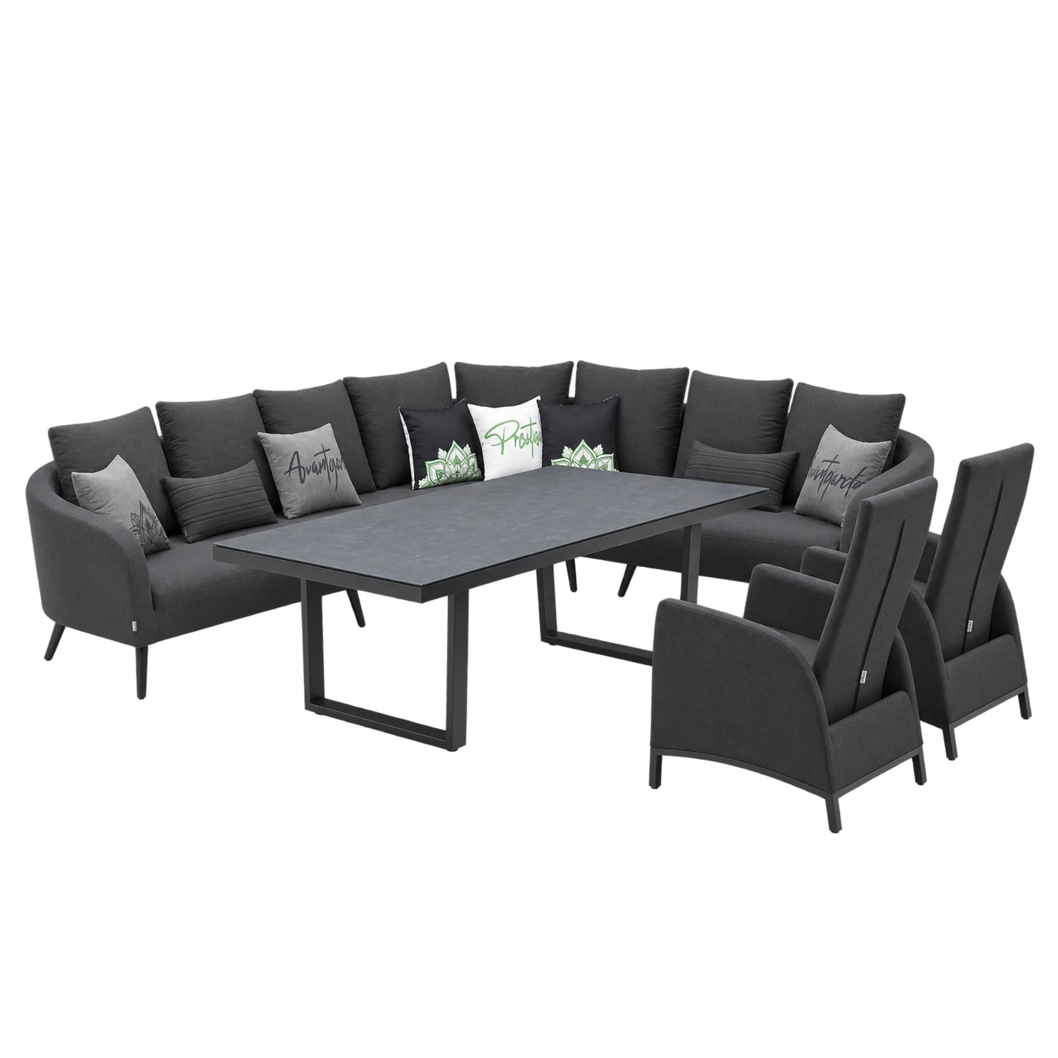 LUXUS, DER DRAUSSEN BLEIBT. Avelon Lounge – 100 % wetterfest LIKA-TEX® Bezug in lava (anthrazit)