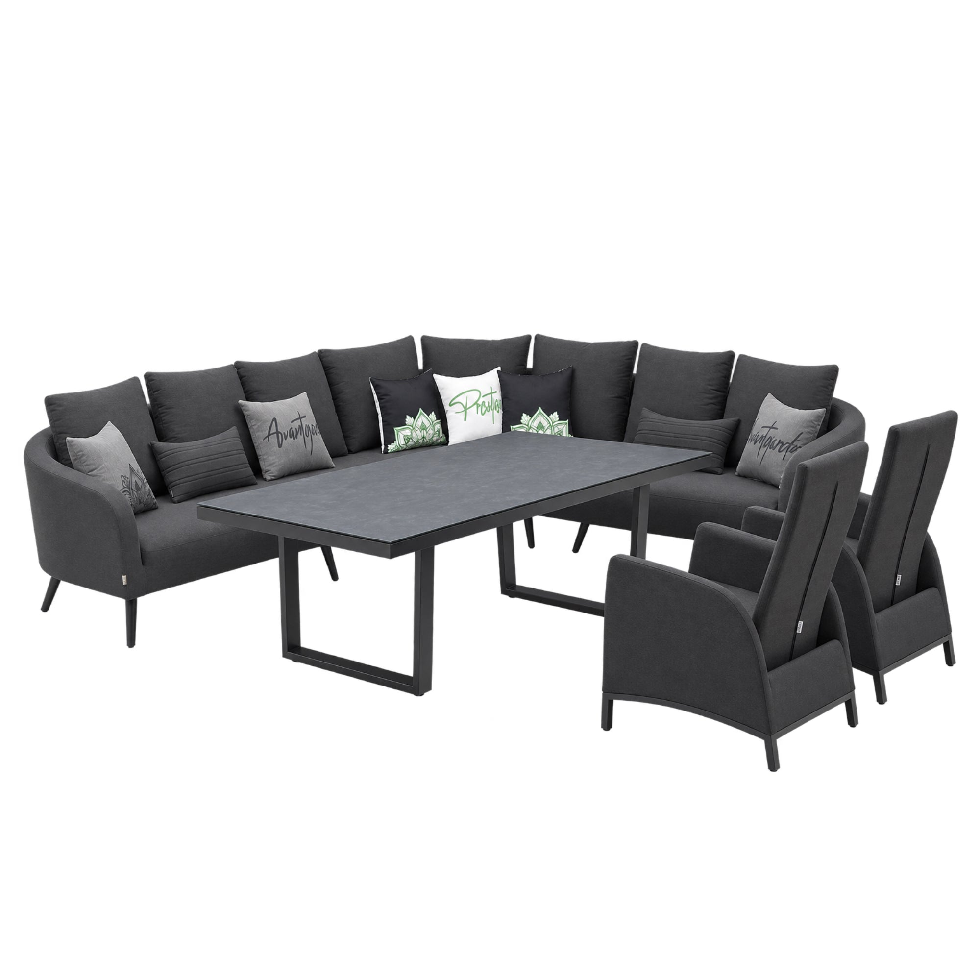 LUXUS, DER DRAUSSEN BLEIBT. Avelon Lounge – 100 % wetterfest LIKA-TEX® Bezug in lava (anthrazit)