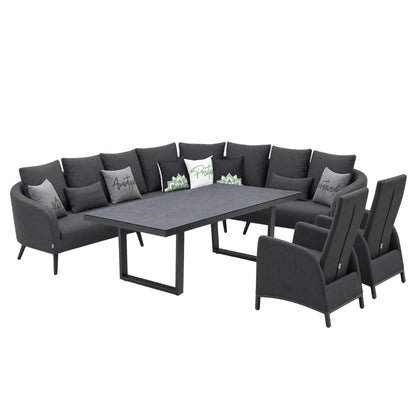 LUXUS, DER DRAUSSEN BLEIBT. Avelon Lounge – 100 % wetterfest LIKA-TEX® Bezug in lava (anthrazit)