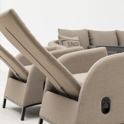 LUXUS, DER DRAUSSEN BLEIBT. Avelon Lounge – 100 % wetterfest LIKA-TEX® Bezug in sand (nature)