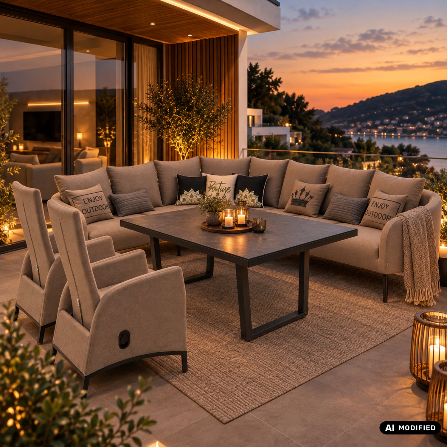 LUXUS, DER DRAUSSEN BLEIBT. Avelon Lounge – 100 % wetterfest LIKA-TEX® Bezug in sand (nature)