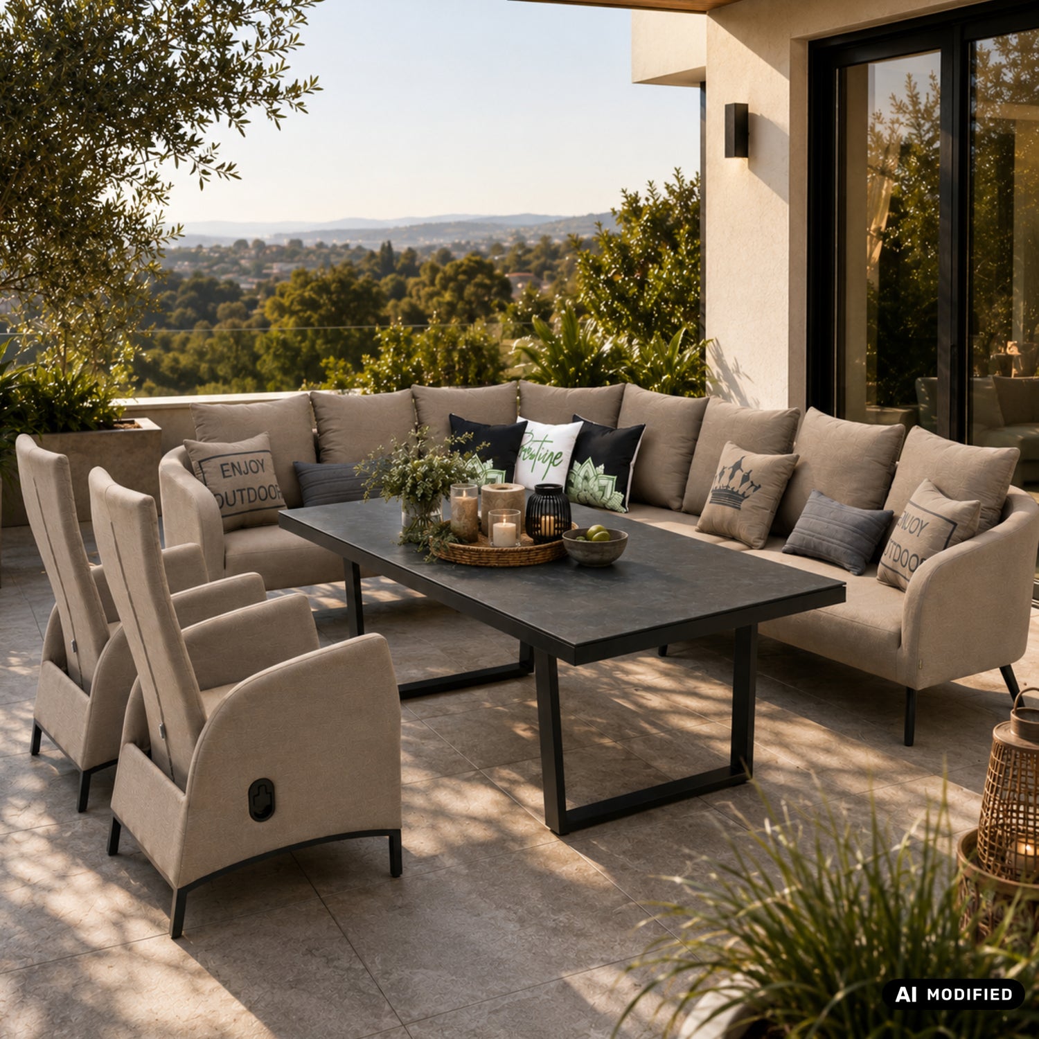 LUXUS, DER DRAUSSEN BLEIBT. Avelon Lounge – 100 % wetterfest LIKA-TEX® Bezug in sand (nature)