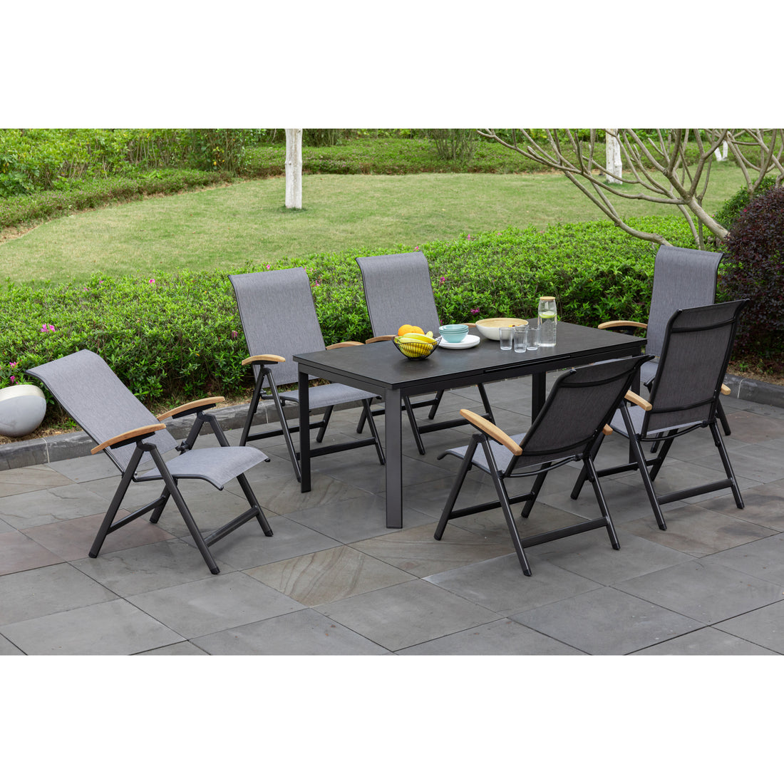 *AUS UNSERER AUSSTELLUNG* 7-tlg. Premium Dining Set / Essgruppe Dakar inkl. Ausziehtisch Colmar