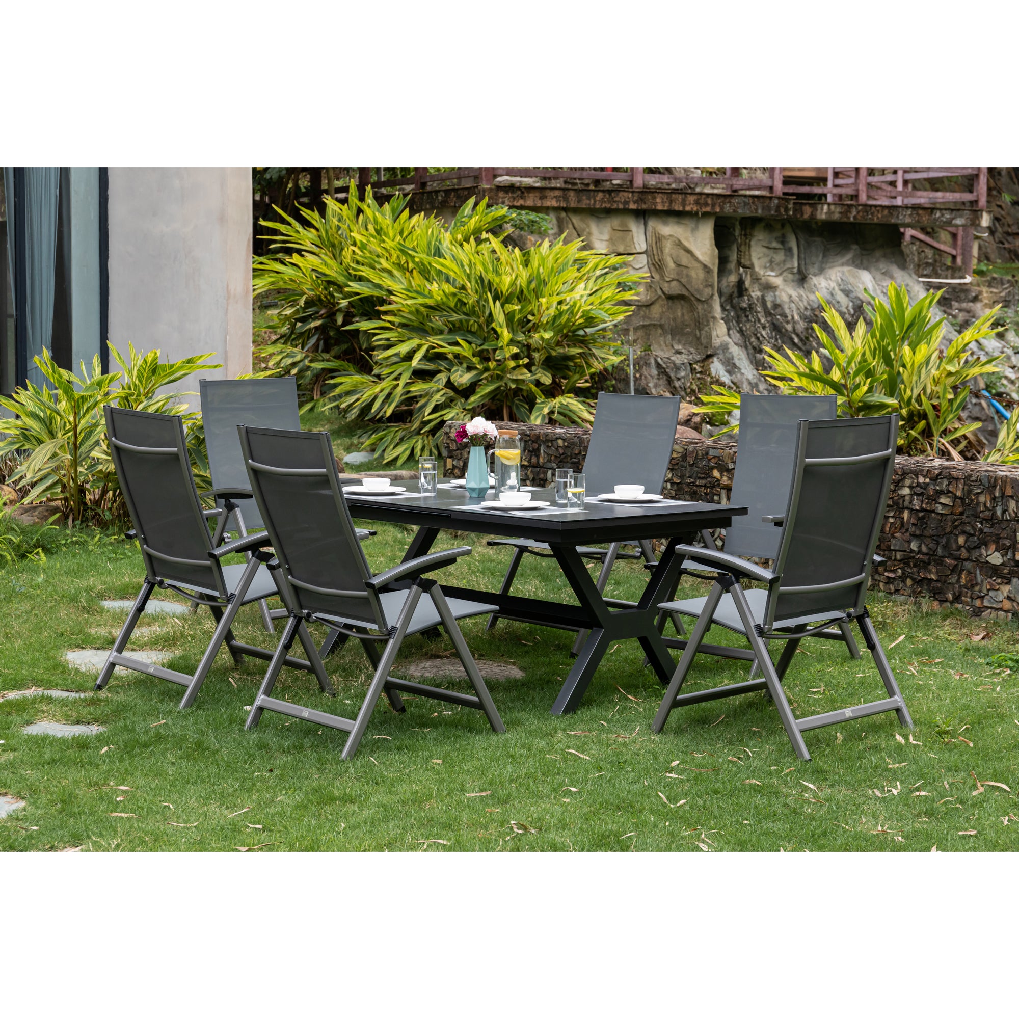 7-tlg. Premium Dining Set / Essgruppe Avantage Silver Moon inkl. Ausziehtisch Phönix