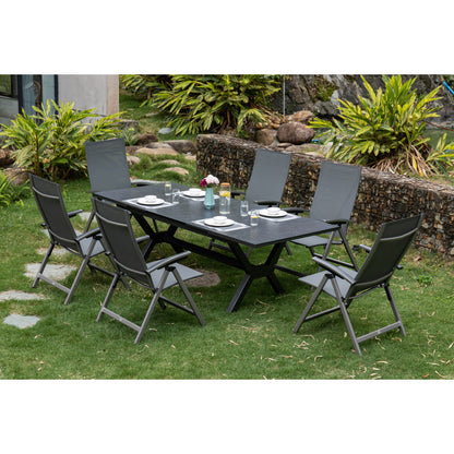 7-tlg. Premium Dining Set / Essgruppe Avantage Silver Moon inkl. Ausziehtisch Phönix