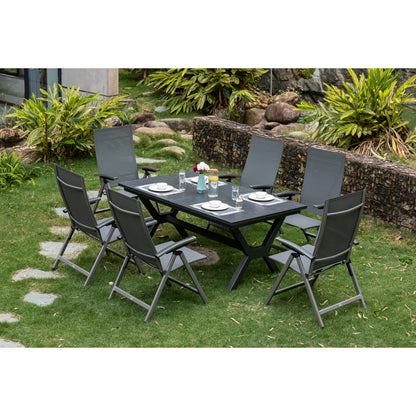 7-tlg. Premium Dining Set / Essgruppe Avantage Silver Moon inkl. Ausziehtisch Phönix