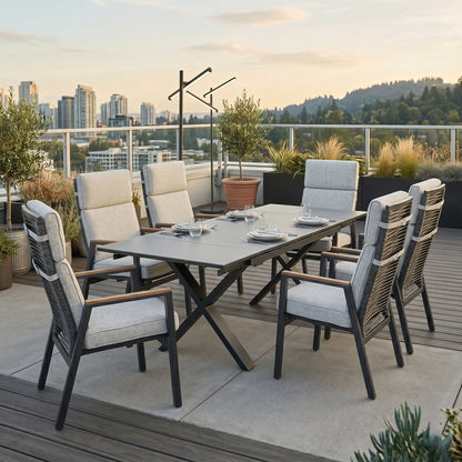 Wenn draußen zum Wohnzimmer wird: ARONA Dining-Set mit 6 Move-Sesseln &amp; ausziehbarem Tisch