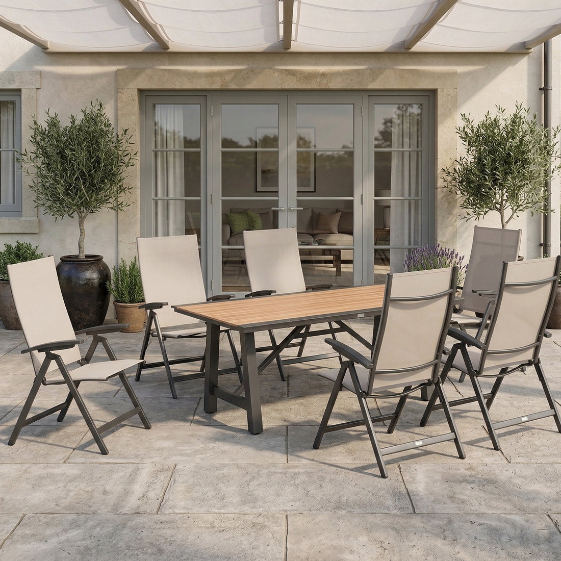 ☀️Summer Deal !☀️ 7-teiliges Dining Set AVANTAGE XL mocca / KALVA – Komfortabel, flexibel & modern