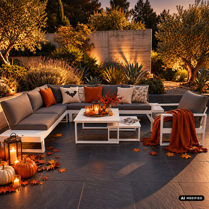HALLOWEEN SALE 🎃 Eleganz in Weiß &amp; Grau! Premium Designer Aluminium Lounge White Baracoa / Modern &amp; voll im Trend