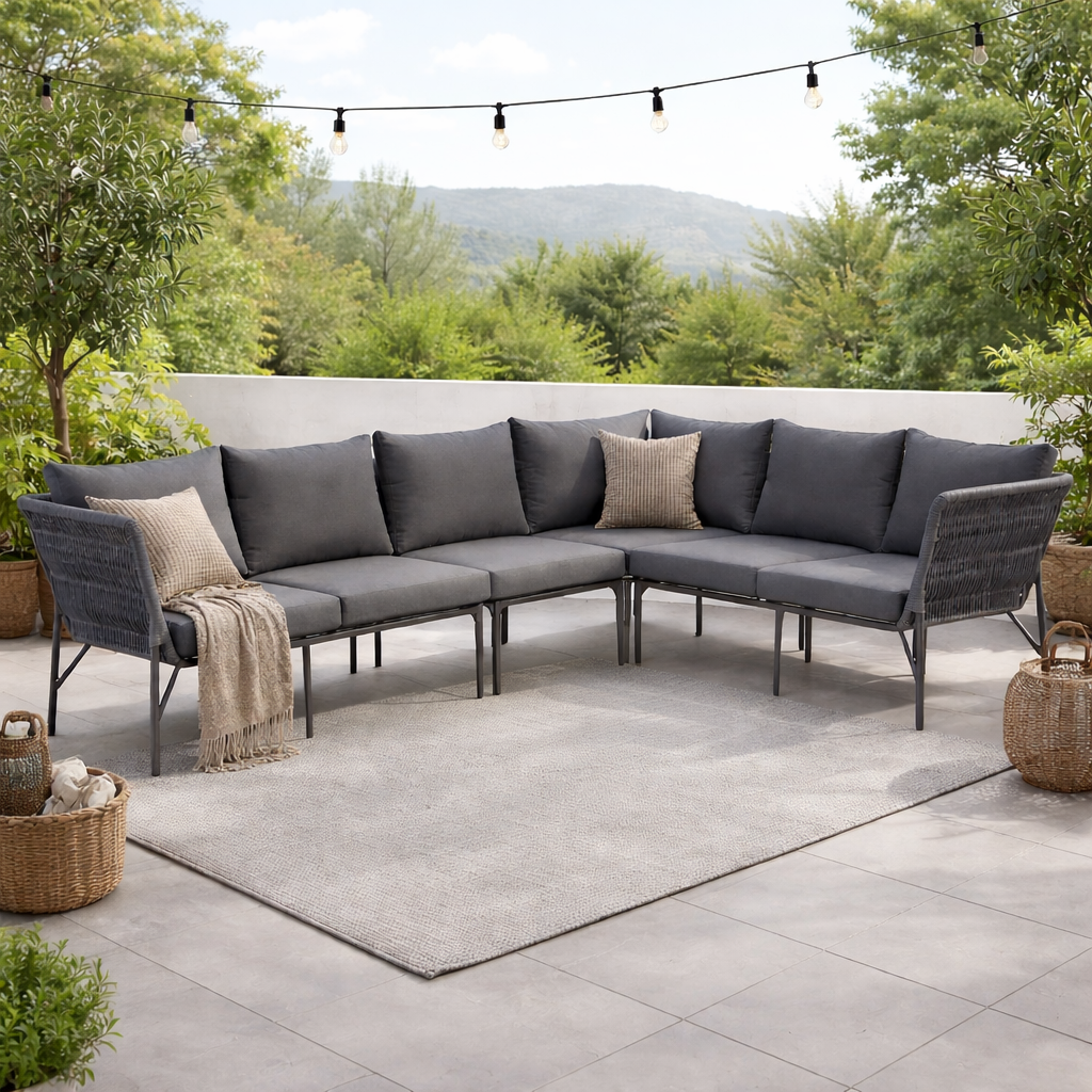 Dining Lounge Set Mykonos / variabel stellbar / Alugestell kombiniert mit Rope